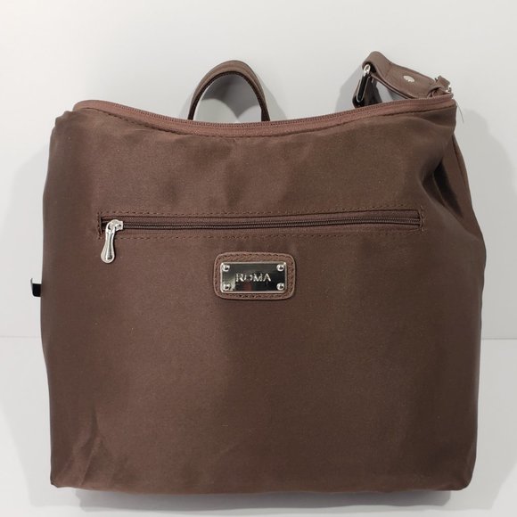 ROMA LEATHERS Concealed Carry Brown Leather Silver Studs Moto Cross Body - Picture 8 of 11